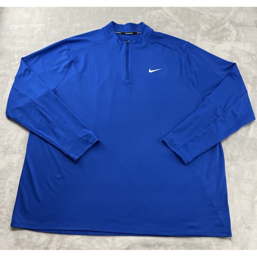 Nike Element 1/2 Zip Top Men 2XL Blue DRI-FIT Tech Thumbholes Quick Dry Running
